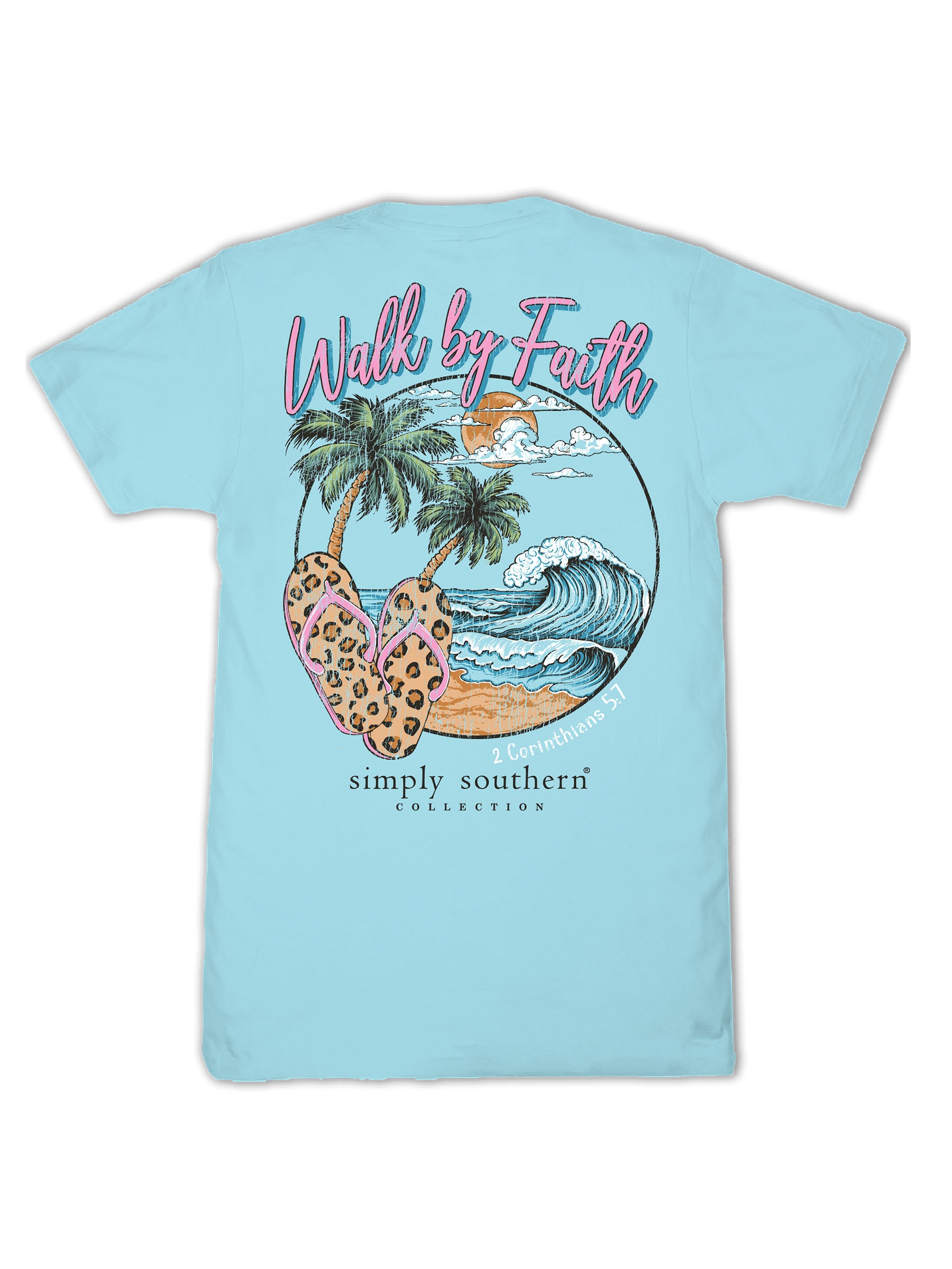 Simply Southern Walk By Faith Beach Agean T-Shirt - SimplyCuteTees