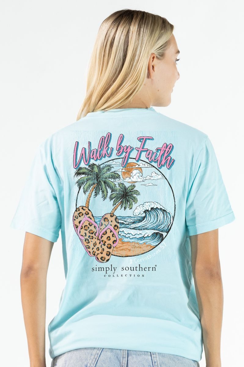 Simply Southern Walk By Faith Beach Agean T-Shirt - SimplyCuteTees