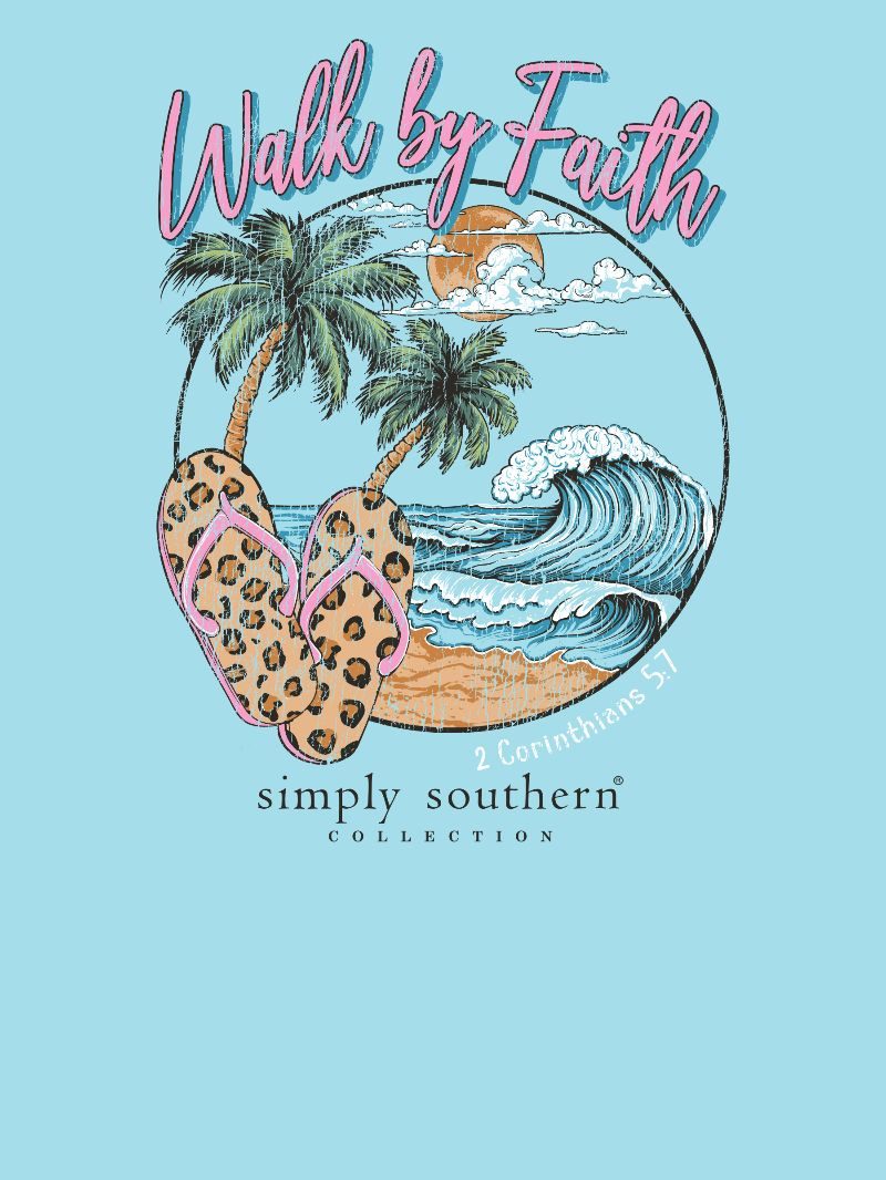 Simply Southern Walk By Faith Beach Agean T-Shirt - SimplyCuteTees