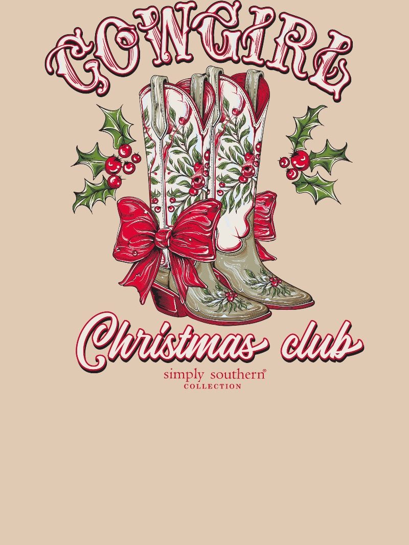Simply Southern Christmas Boots Holiday Washed Cream T-Shirt