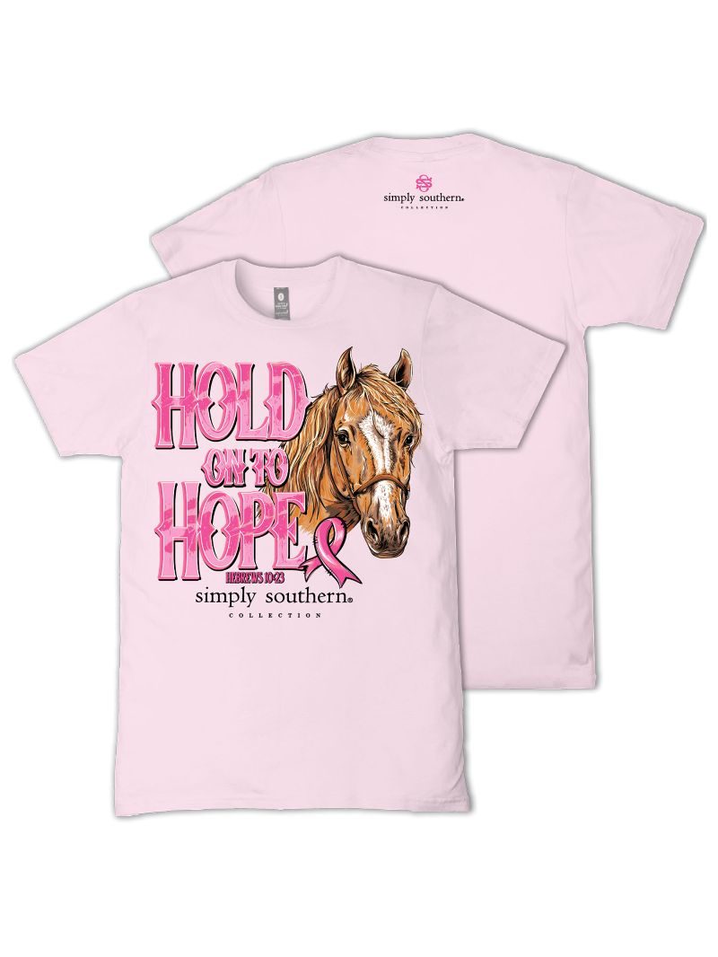 Simply Southern Hold On To Hope Horse Cancer T-Shirt
