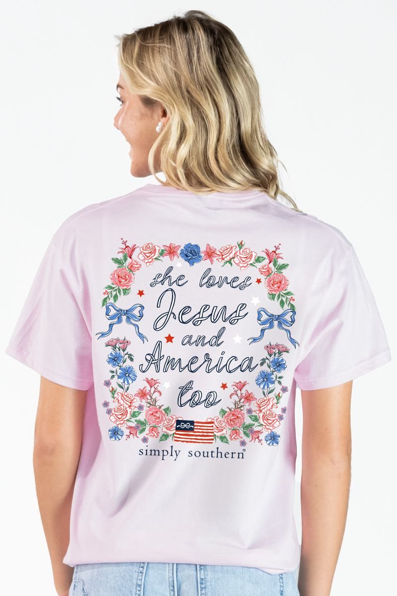 Simply Southern USA Jesus Peony T-Shirt - SimplyCuteTees