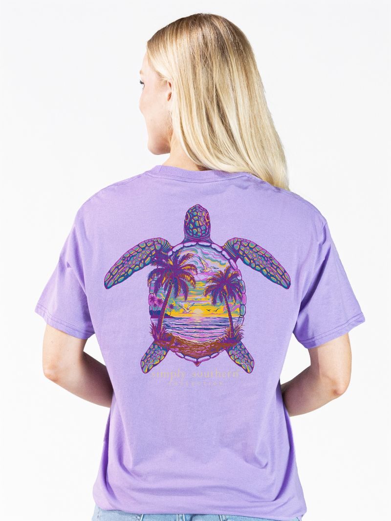 Simply Southern Beach Night Turtle Grape T-Shirt - SimplyCuteTees