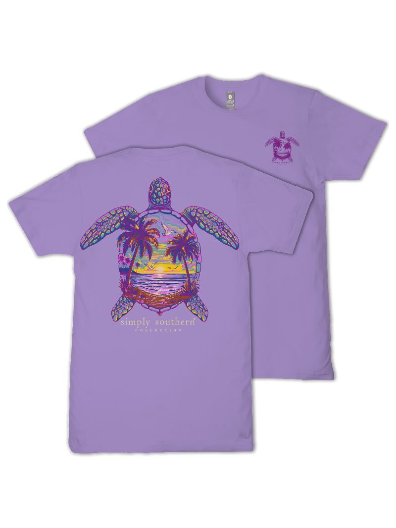 Simply Southern Beach Night Turtle Grape T-Shirt - SimplyCuteTees