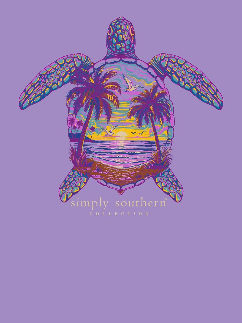 Simply Southern Beach Night Turtle Grape T-Shirt - SimplyCuteTees