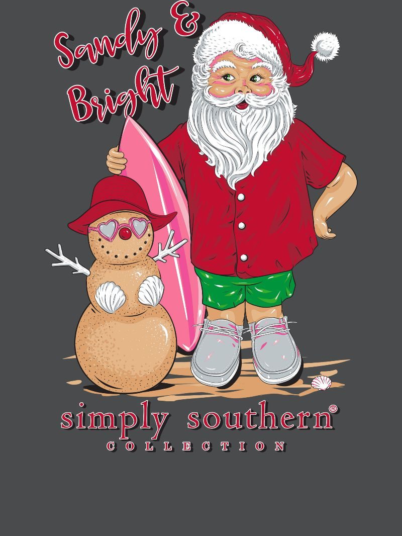SALE Simply Southern Sandy &amp; Bright Santa Holiday T-Shirt