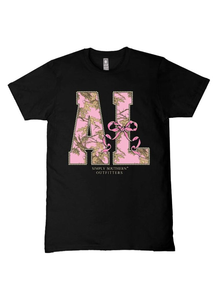 Simply Southern Alabama Camo Bow Black T-Shirt