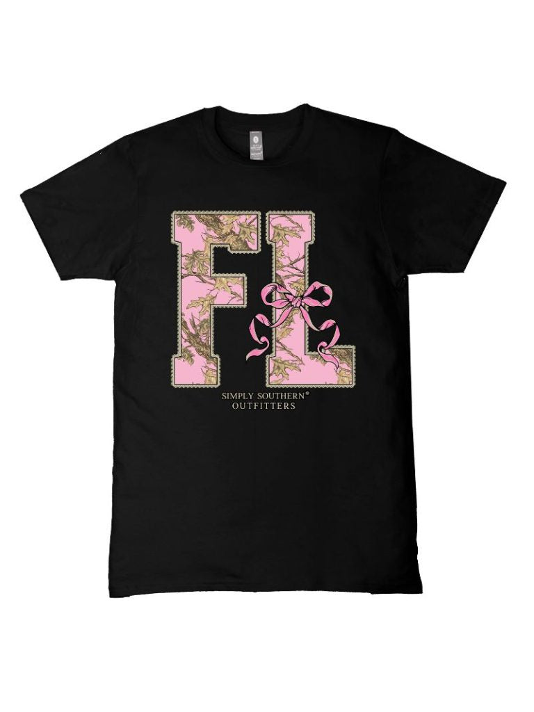 Simply Southern Florida Camo Bow Black T-Shirt