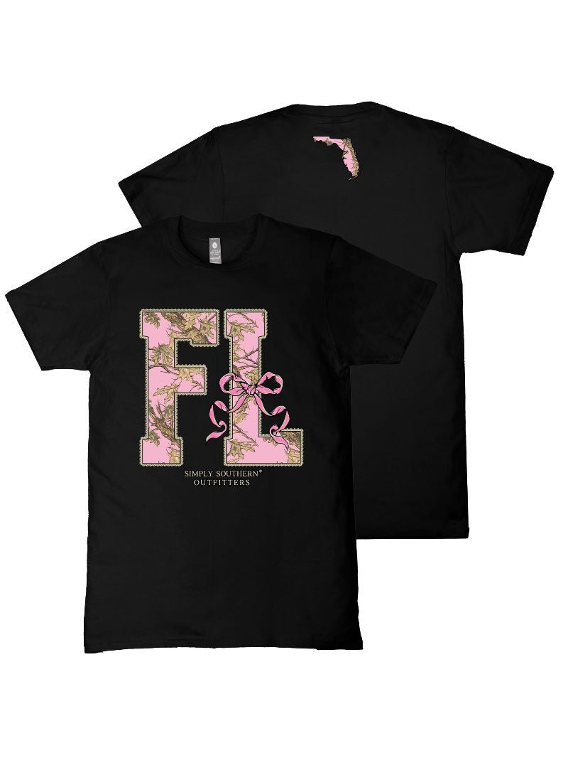 Simply Southern Florida Camo Bow Black T-Shirt