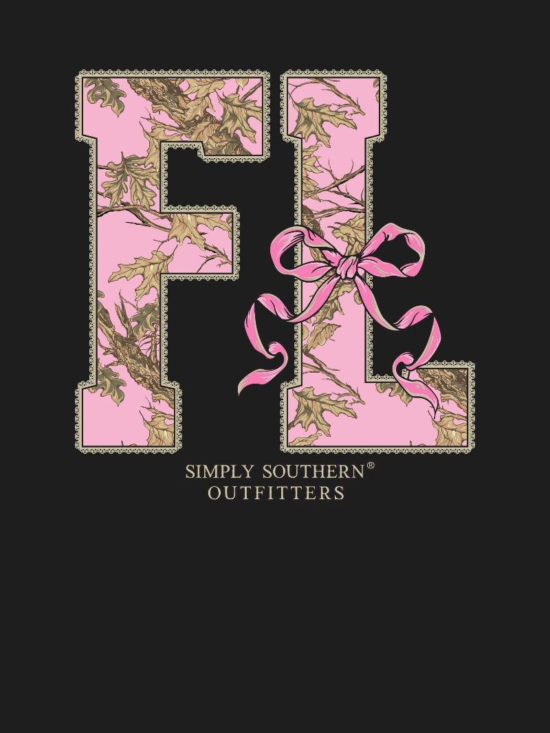 Simply Southern Florida Camo Bow Black T-Shirt