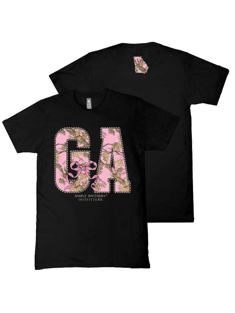 Simply Southern Georgia Camo Bow Black T-Shirt
