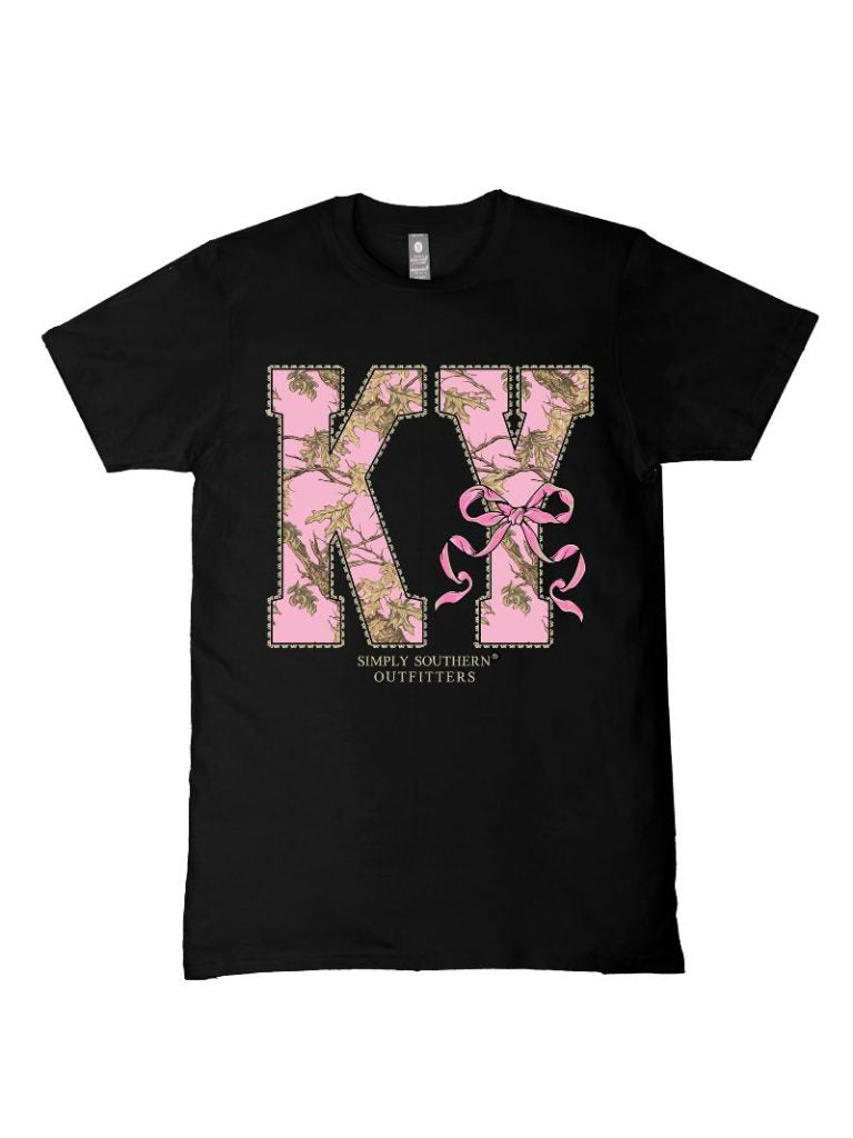Simply Southern Kentucky Camo Bow Black T-Shirt