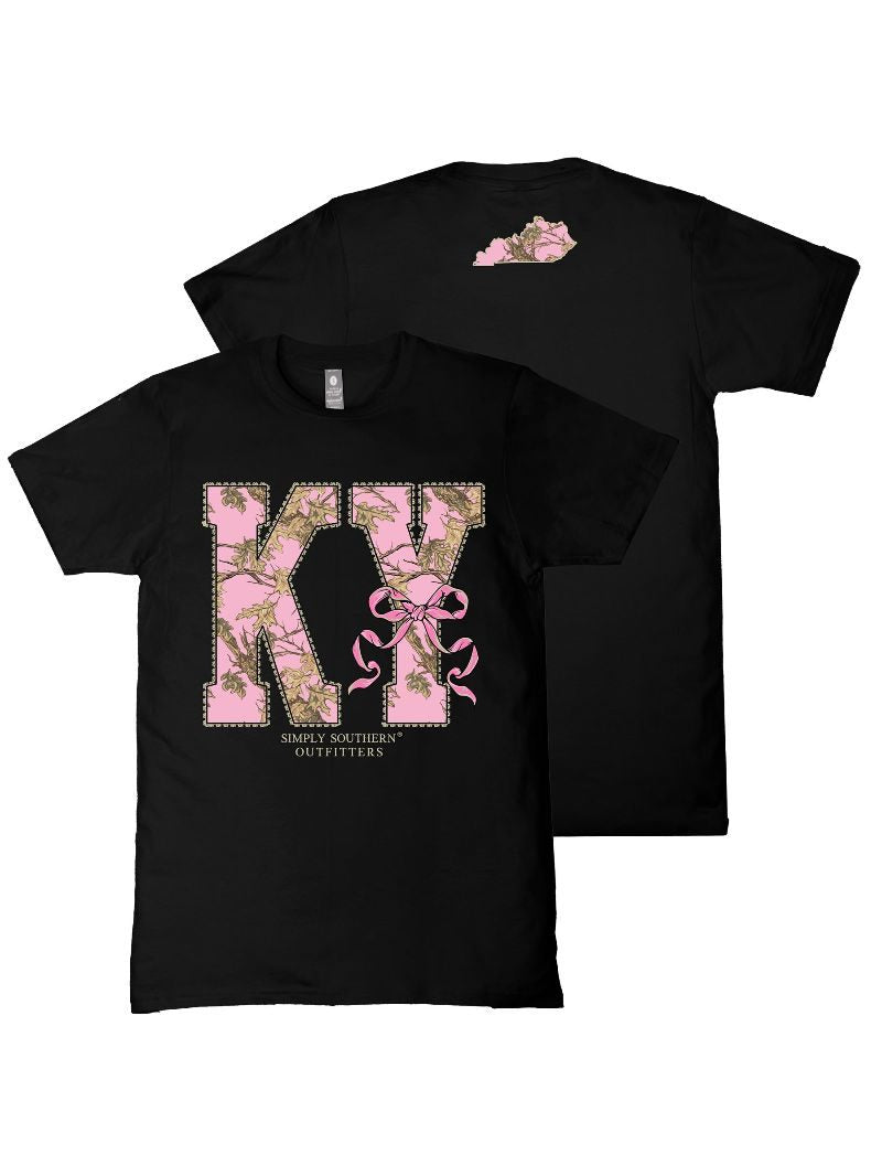 Simply Southern Kentucky Camo Bow Black T-Shirt