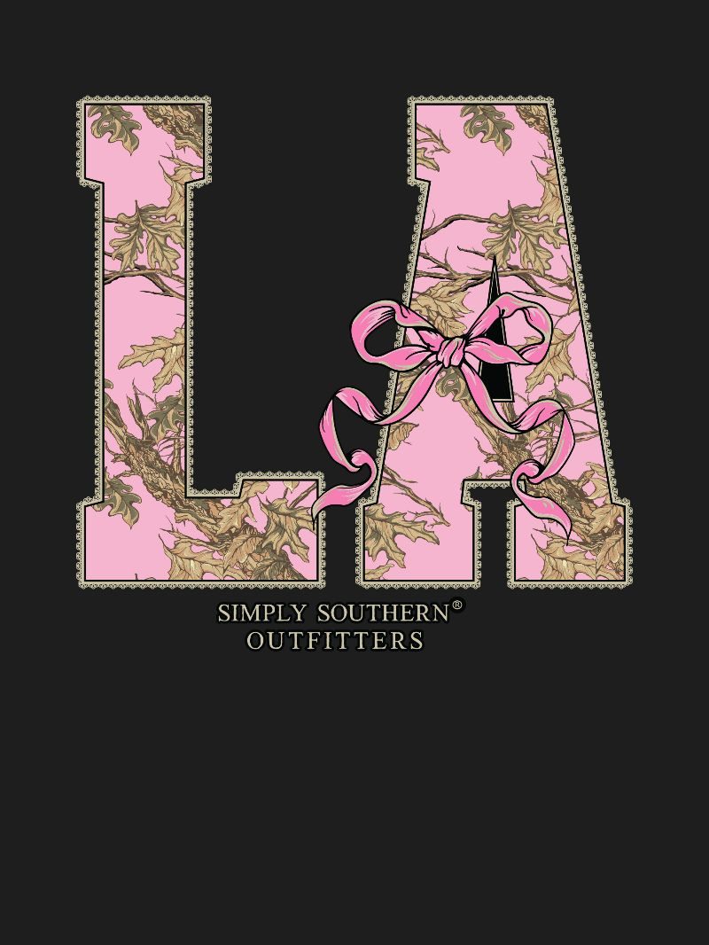Simply Southern Louisiana Camo Bow Black T-Shirt
