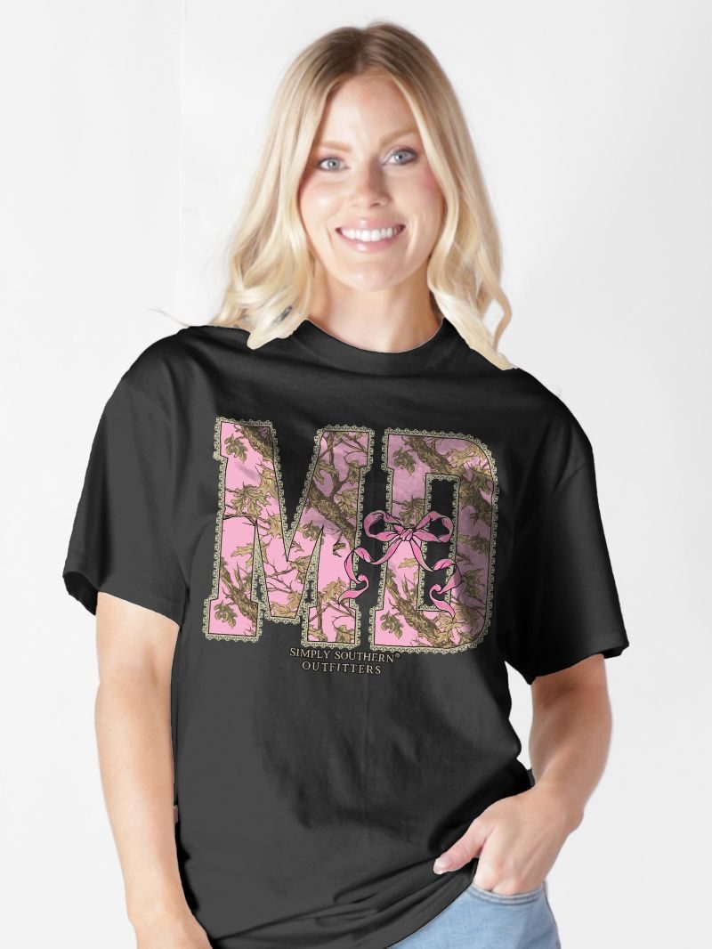 Simply Southern Maryland Camo Bow Black T-Shirt