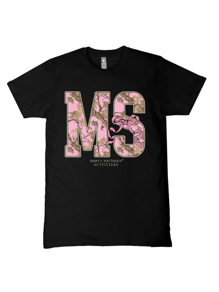 Simply Southern Mississippi Camo Bow Black T-Shirt
