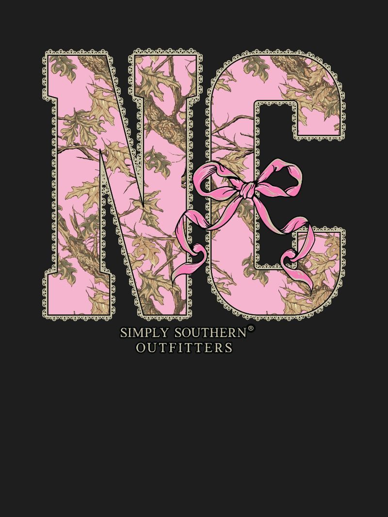 Simply Southern North Carolina Camo Bow Black T-Shirt