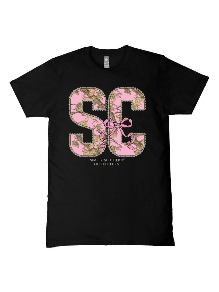 Simply Southern South Carolina Camo Bow Black T-Shirt