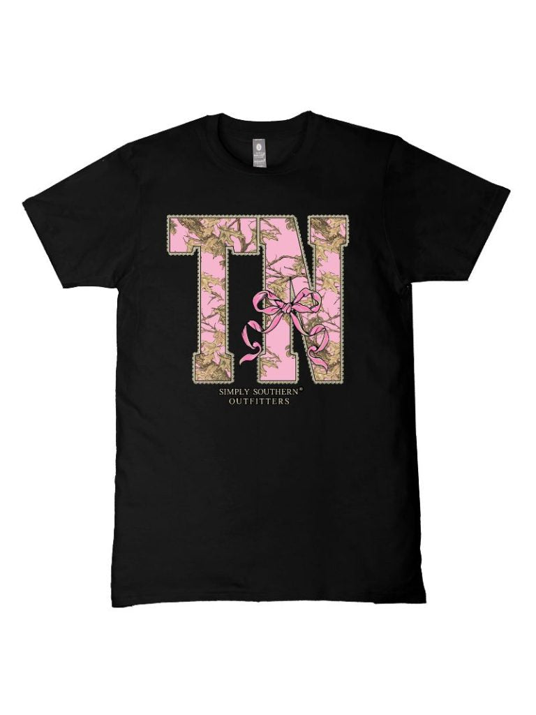 Simply Southern Tennessee Camo Bow Black T-Shirt
