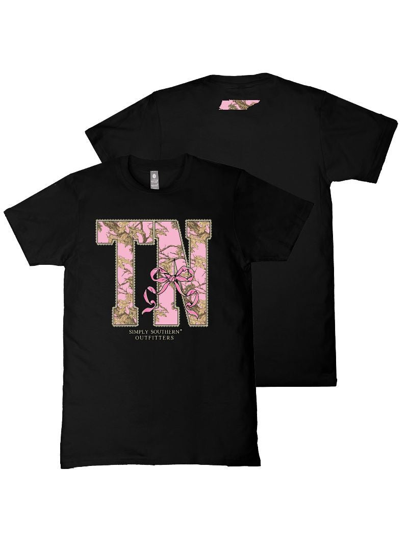 Simply Southern Tennessee Camo Bow Black T-Shirt