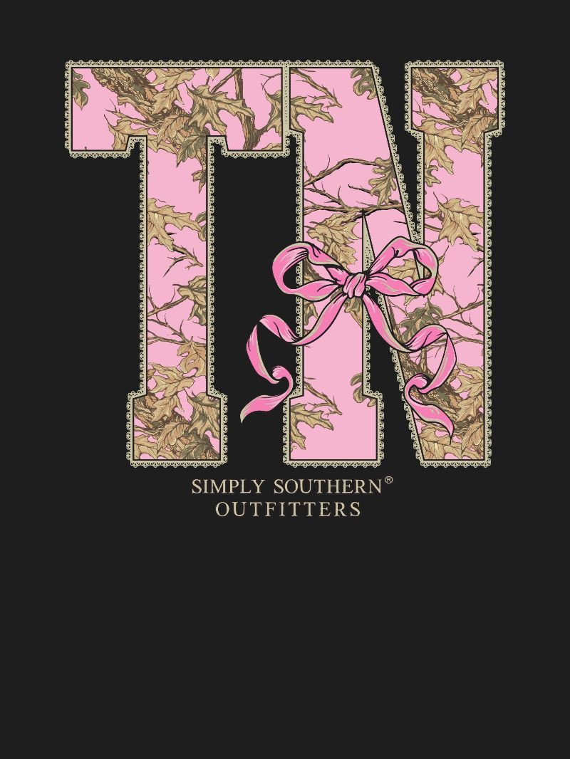 Simply Southern Tennessee Camo Bow Black T-Shirt