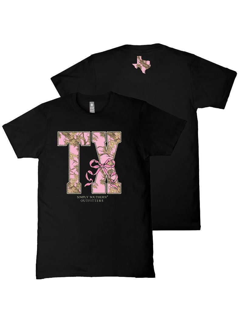 Simply Southern Texas Camo Bow Black T-Shirt