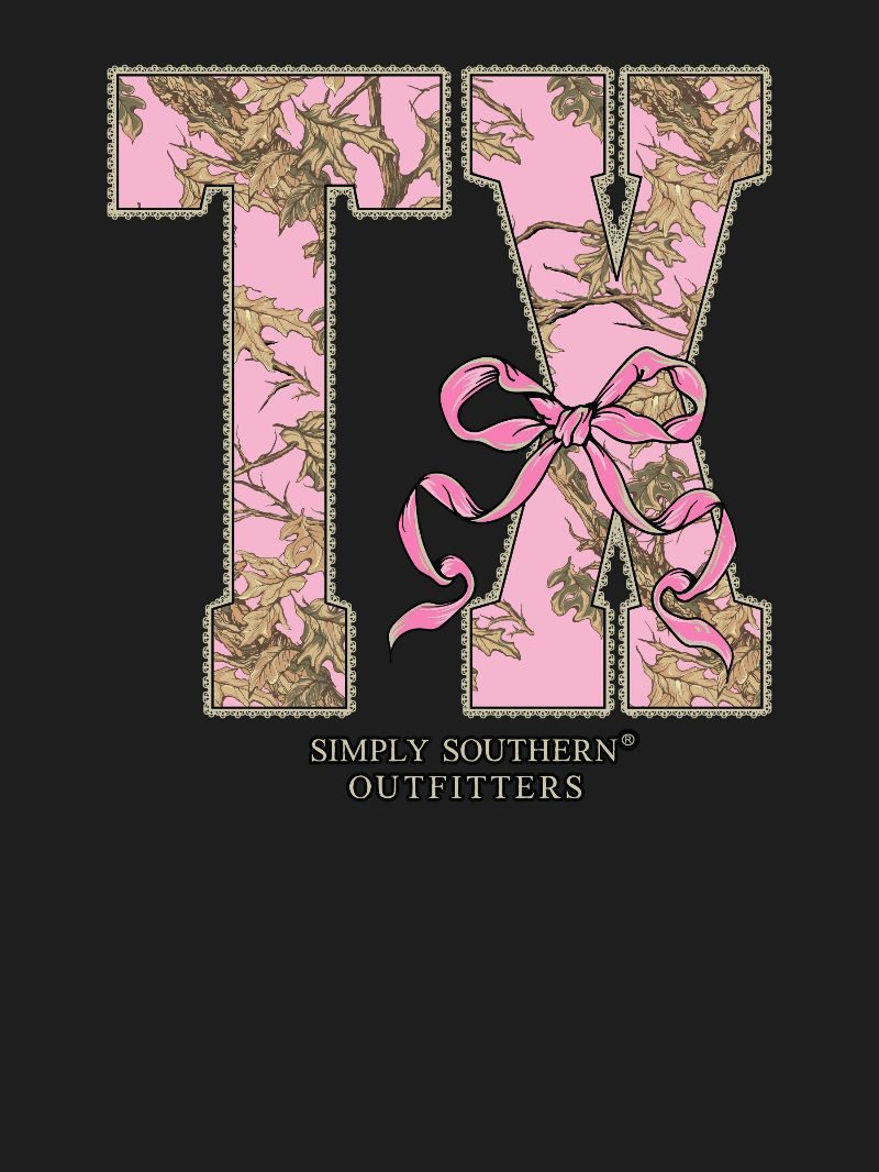 Simply Southern Texas Camo Bow Black T-Shirt