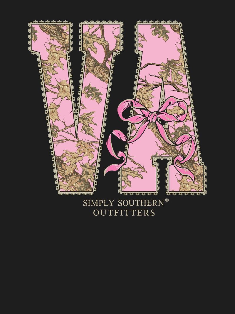 Simply Southern Virginia Camo Bow Black T-Shirt