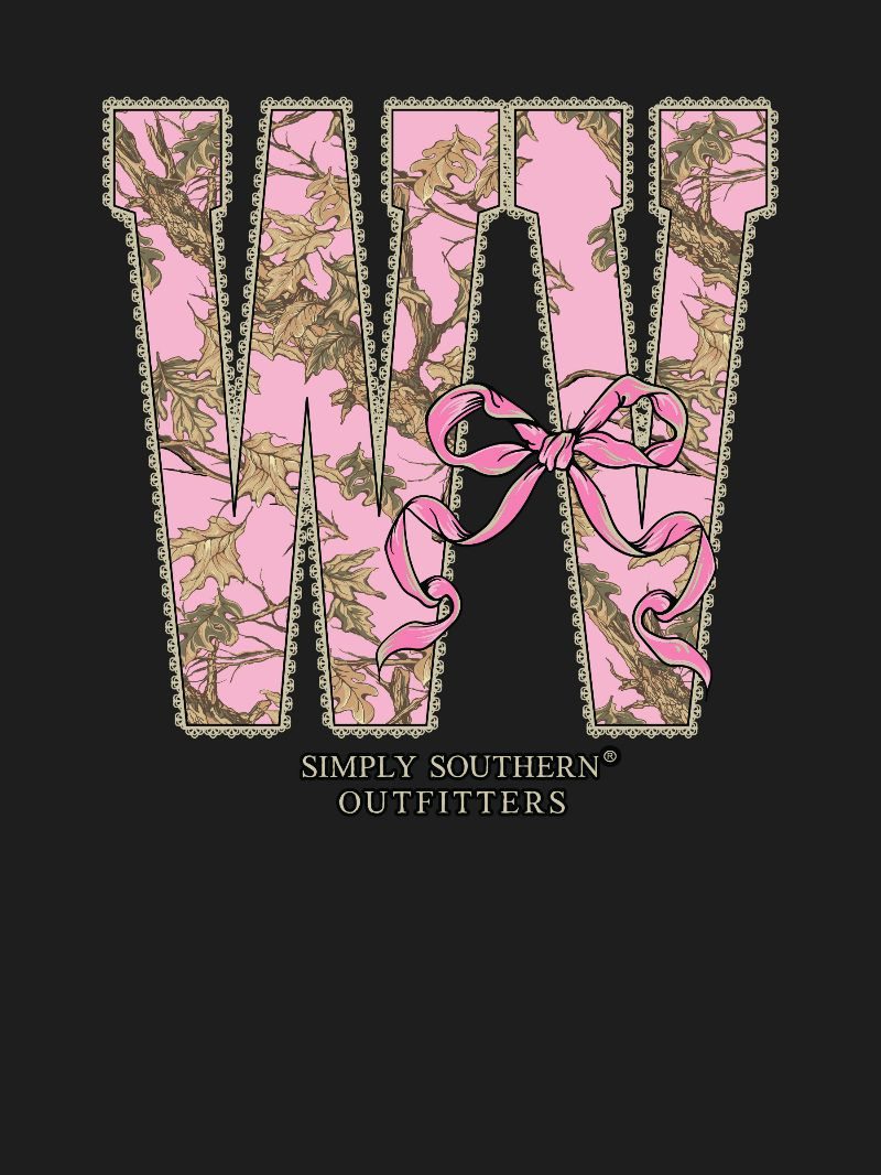 Simply Southern West Virginia Camo Bow Black T-Shirt