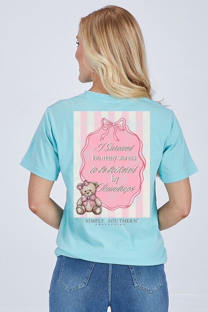 Simply Southern Too Many Storms Washed Aqua T-Shirt