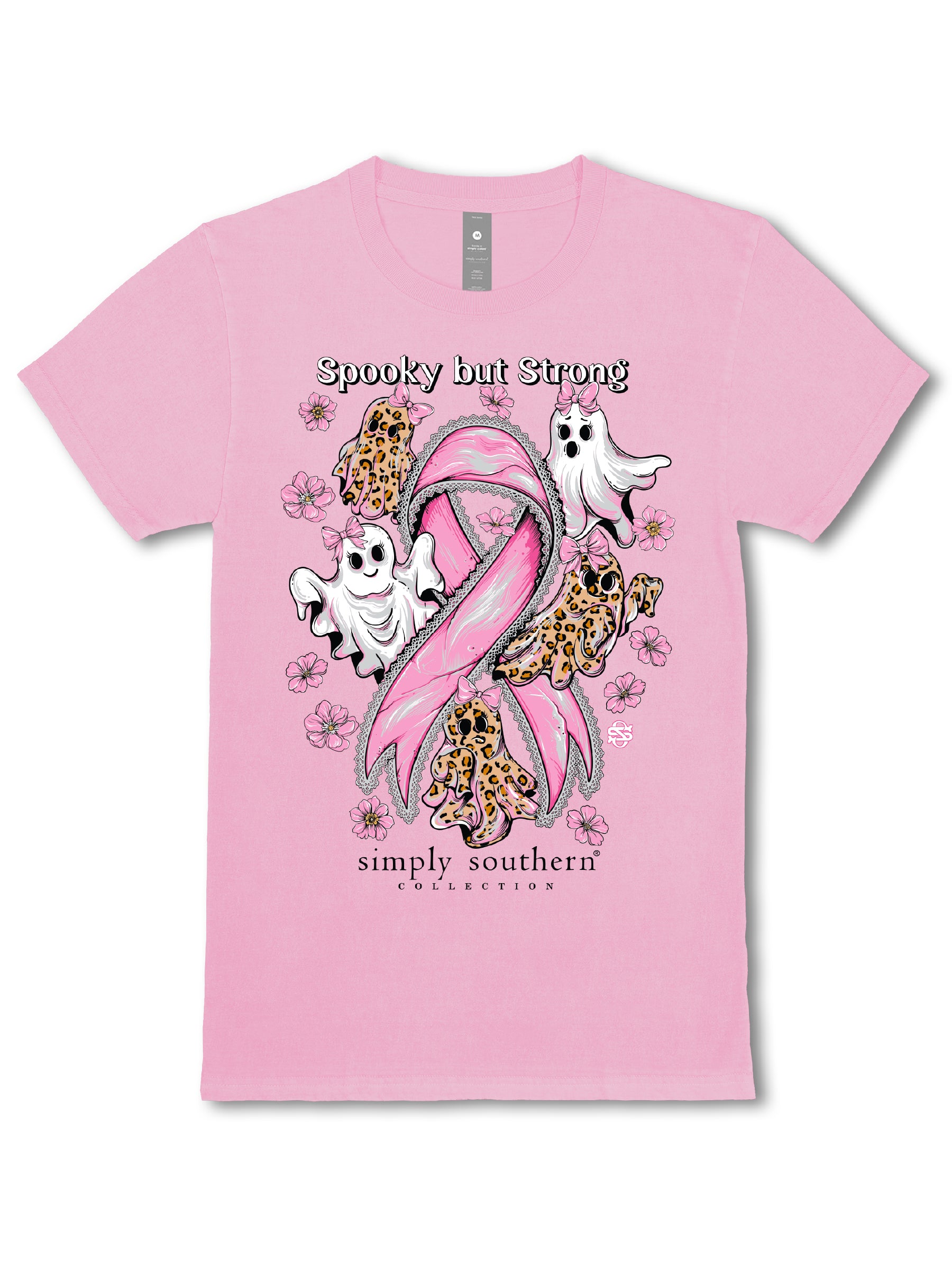 Simply Southern Spooky Strong Cancer Washed Pink T-Shirt