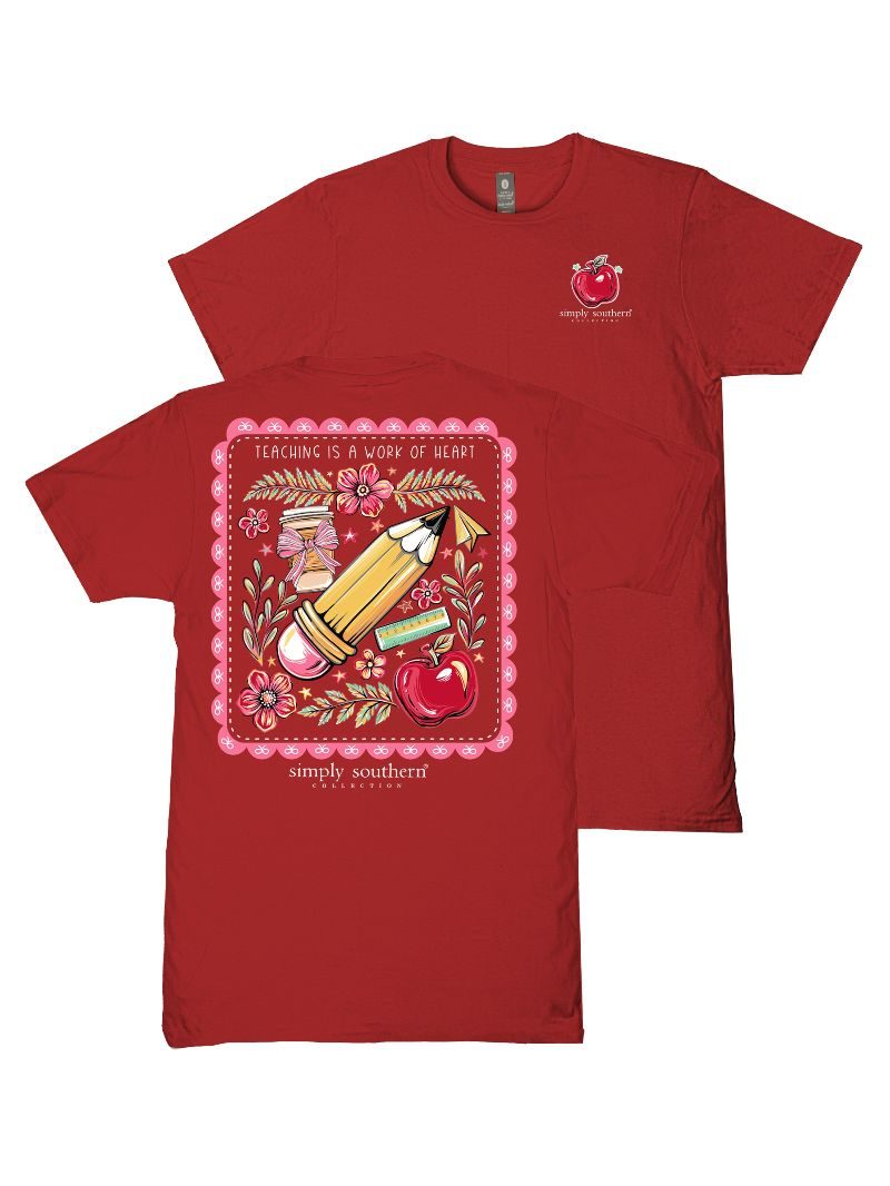 Simply Southern Work Of Heart Teacher Carmine T-Shirt