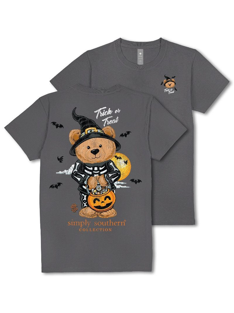 Simply Southern Teddy Candy Fall Washed Coal T-Shirt