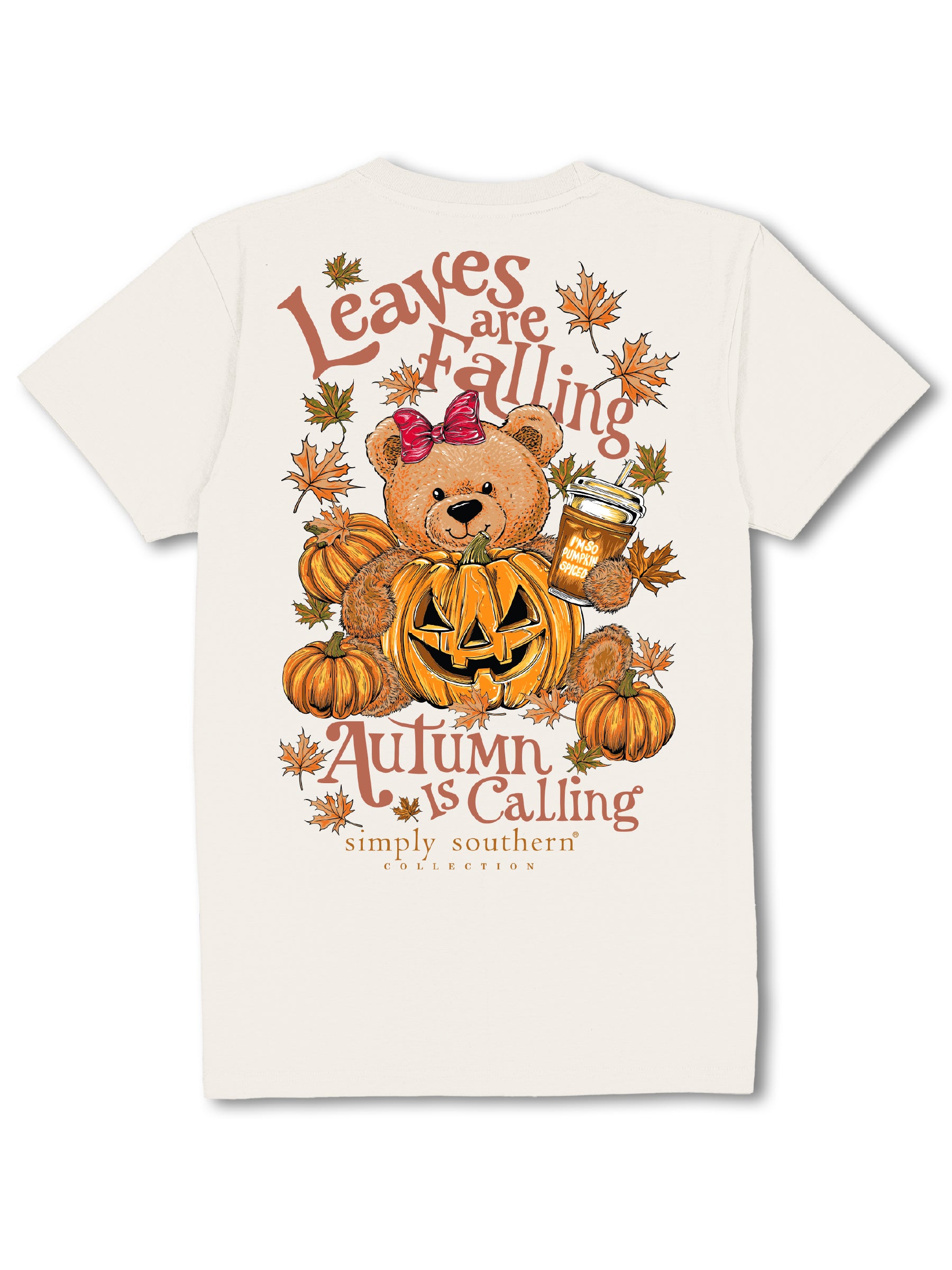 Simply Southern Teddy Leaves Falling Fall T-Shirt
