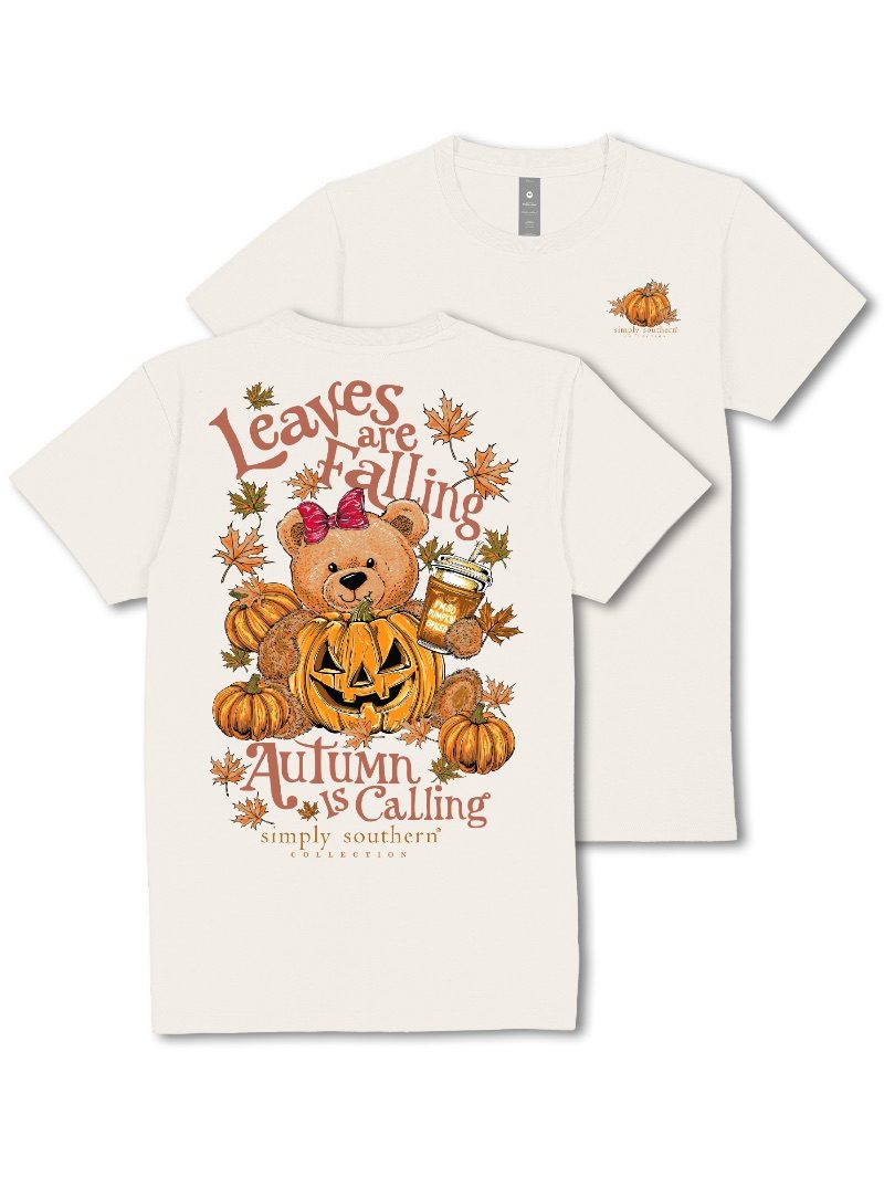Simply Southern Teddy Leaves Falling Fall T-Shirt