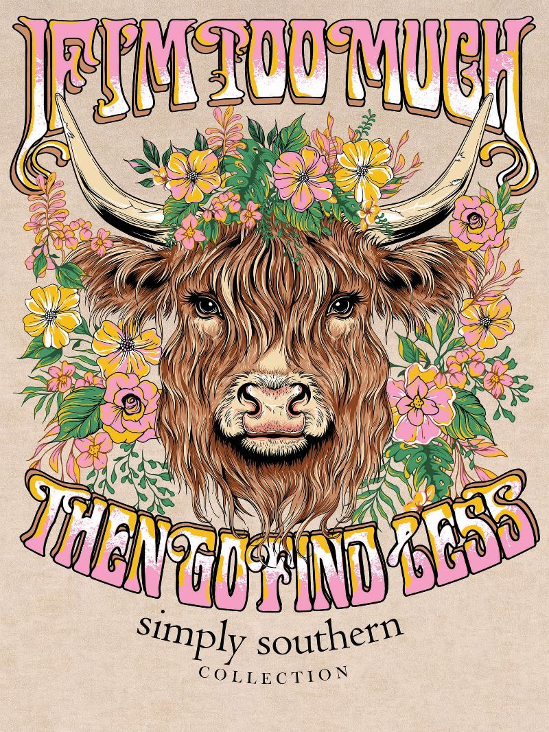 Simply Southern Too Much Cow Washed Cream T-Shirt