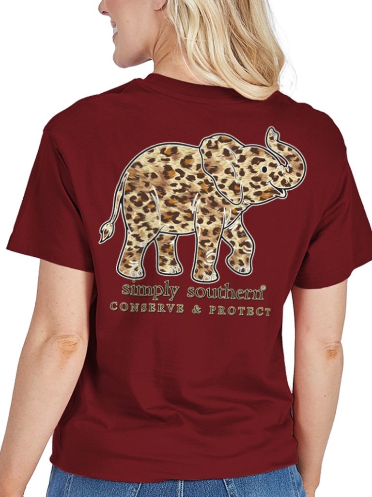 Simply Southern Elephant Tracker Leopard Pattern T-Shirt