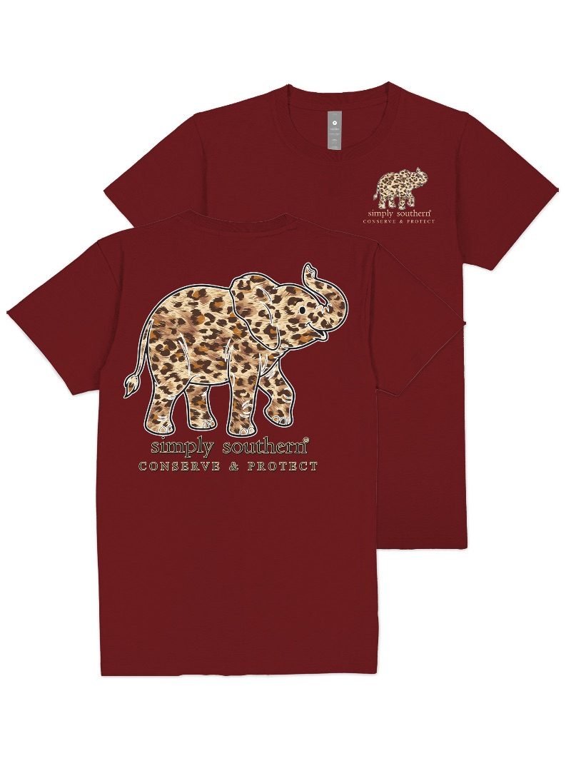 Simply Southern Elephant Tracker Leopard Pattern T-Shirt