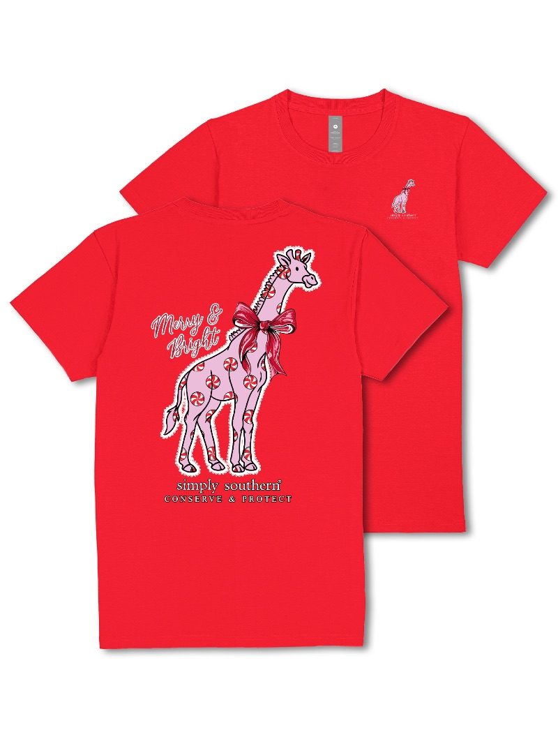 Simply Southern Giraffe Tracker Candy Holiday T-Shirt