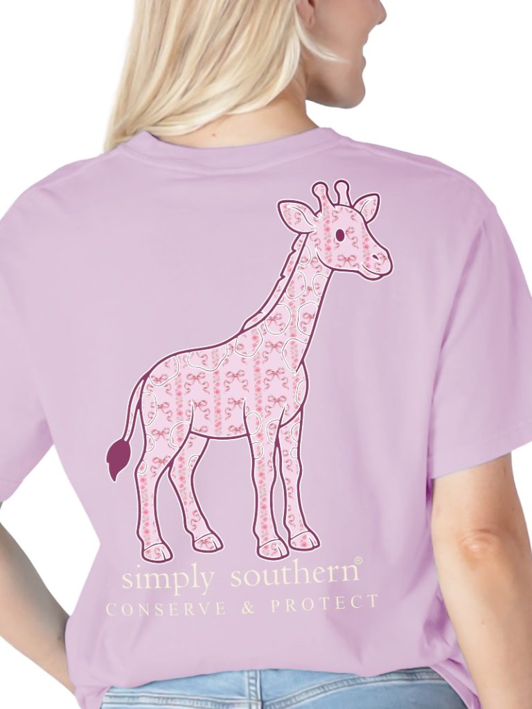 Simply Southern Giraffe Tracker Floral Pattern T-Shirt