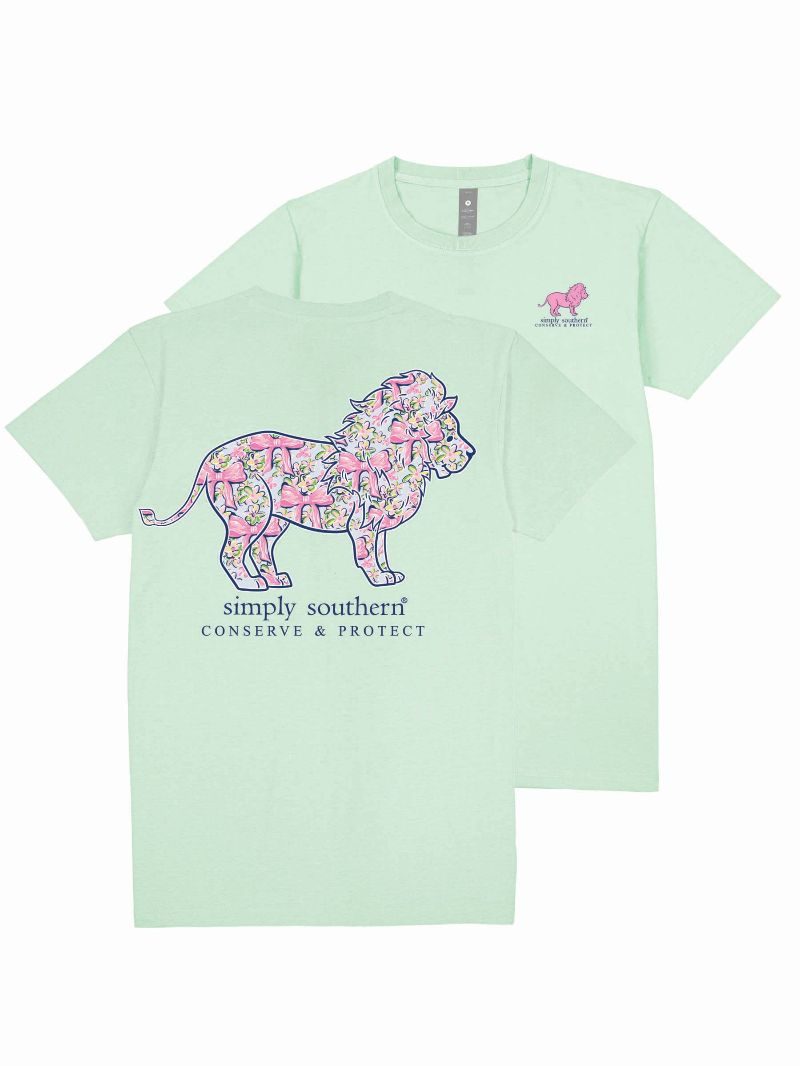 Simply Southern Lion Tracker Bow Mint T-Shirt