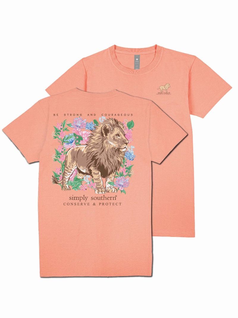 Simply Southern Lion Tracker Strong Peach T-Shirt