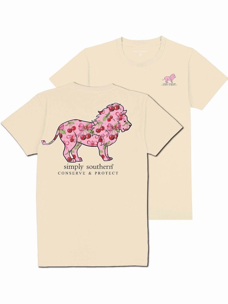 Simply Southern Lion Tracker Cherry Natural T-Shirt