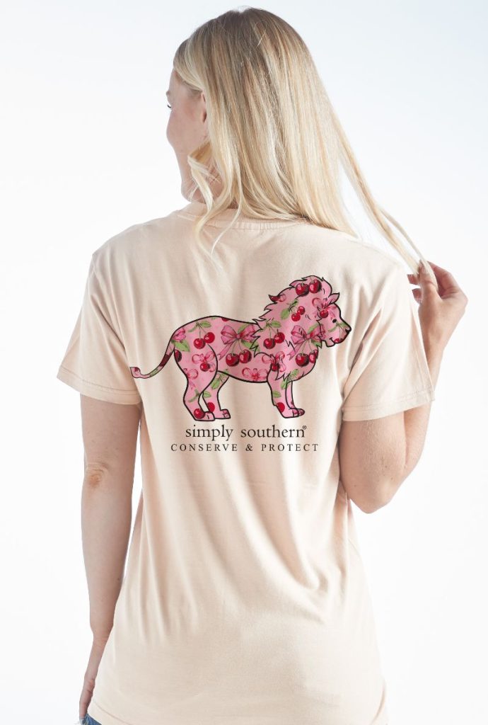 Simply Southern Lion Tracker Cherry Natural T-Shirt
