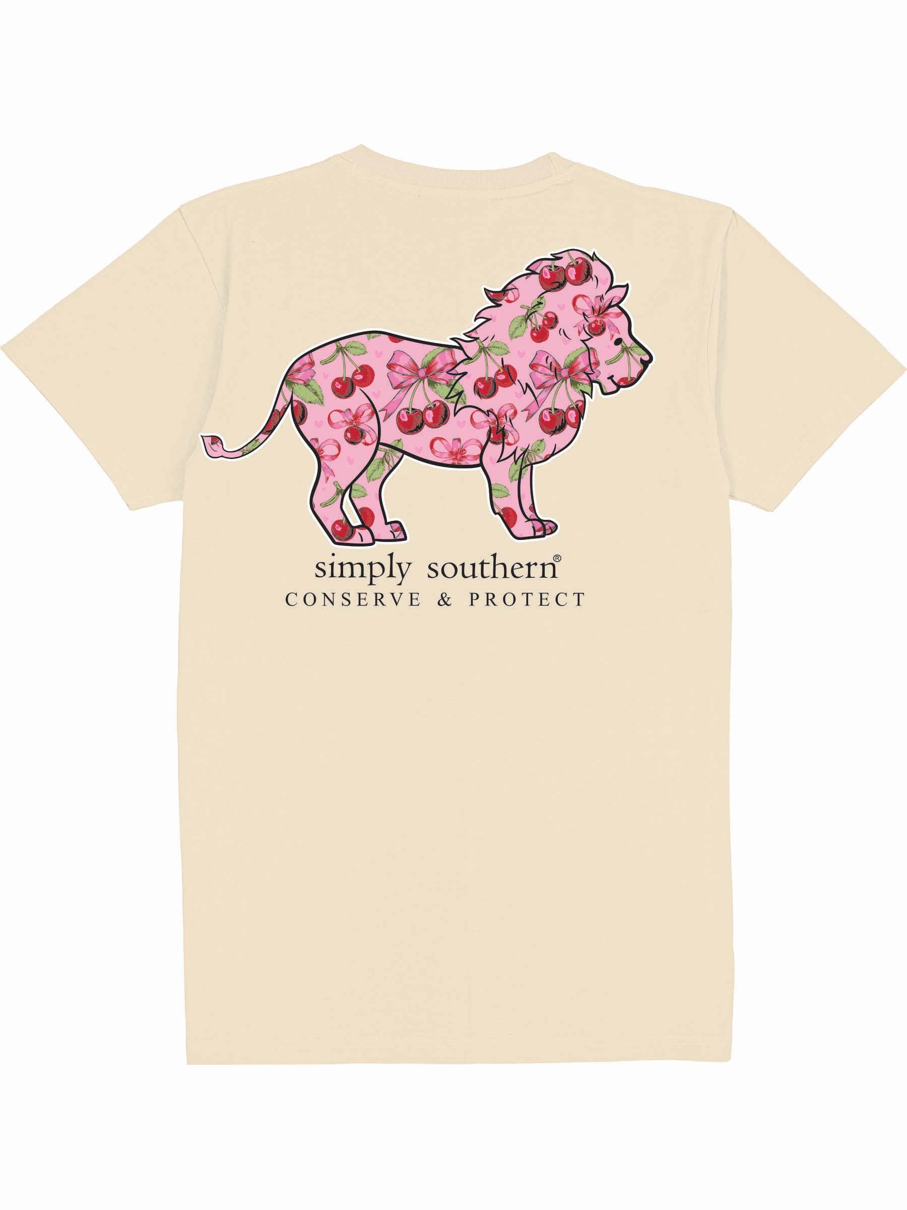 Simply Southern Lion Tracker Cherry Natural T-Shirt