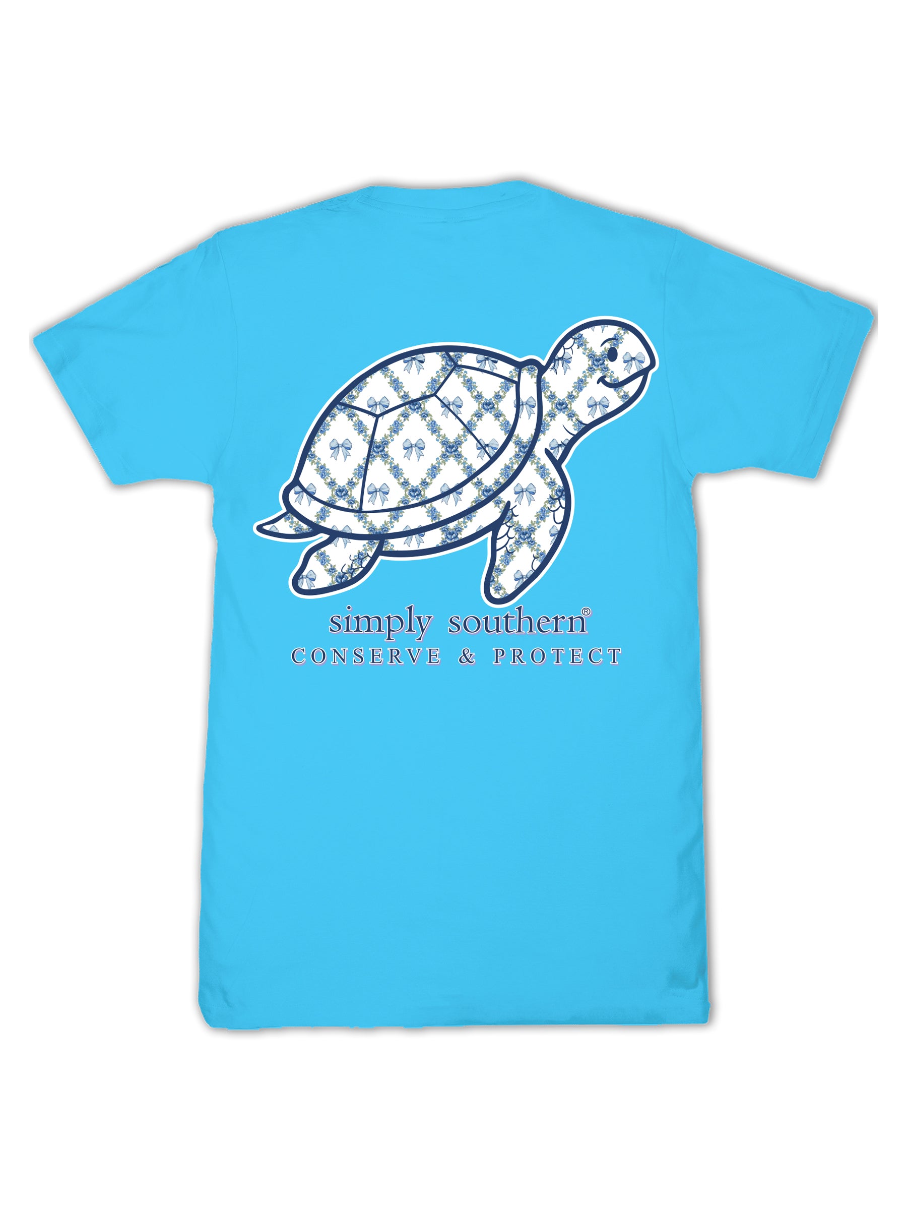 Simply Southern Turtle Tracker Garden Bow Lagoon T-Shirt