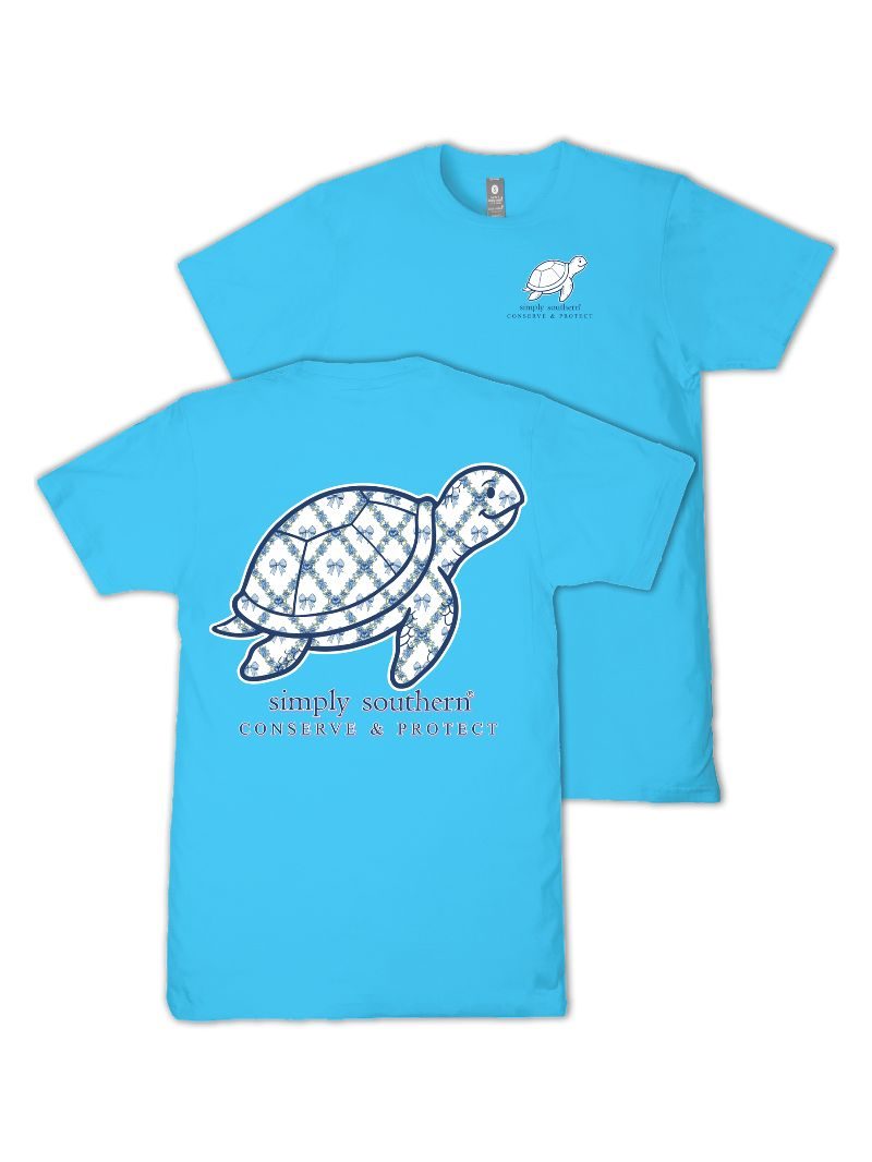 Simply Southern Turtle Tracker Garden Bow Lagoon T-Shirt