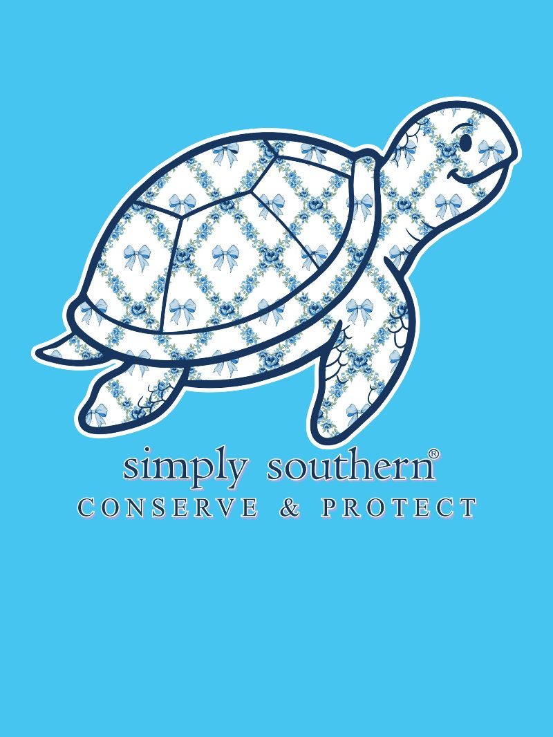 Simply Southern Turtle Tracker Garden Bow Lagoon T-Shirt