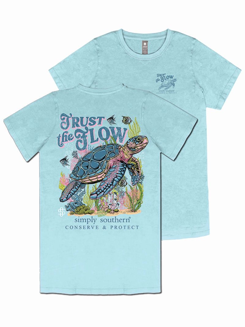 Simply Southern Turtle Tracker Trust Washed Aqua T-Shirt
