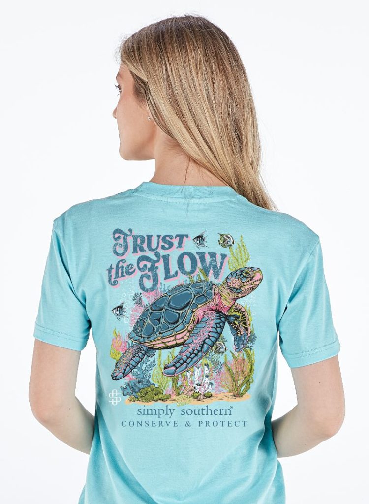 Simply Southern Turtle Tracker Trust Washed Aqua T-Shirt